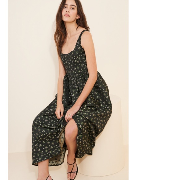 NEW LULUS Black CELINE Floral CORSET Square Neck COCKTAIL Midi DRESS S - Picture 4 of 16